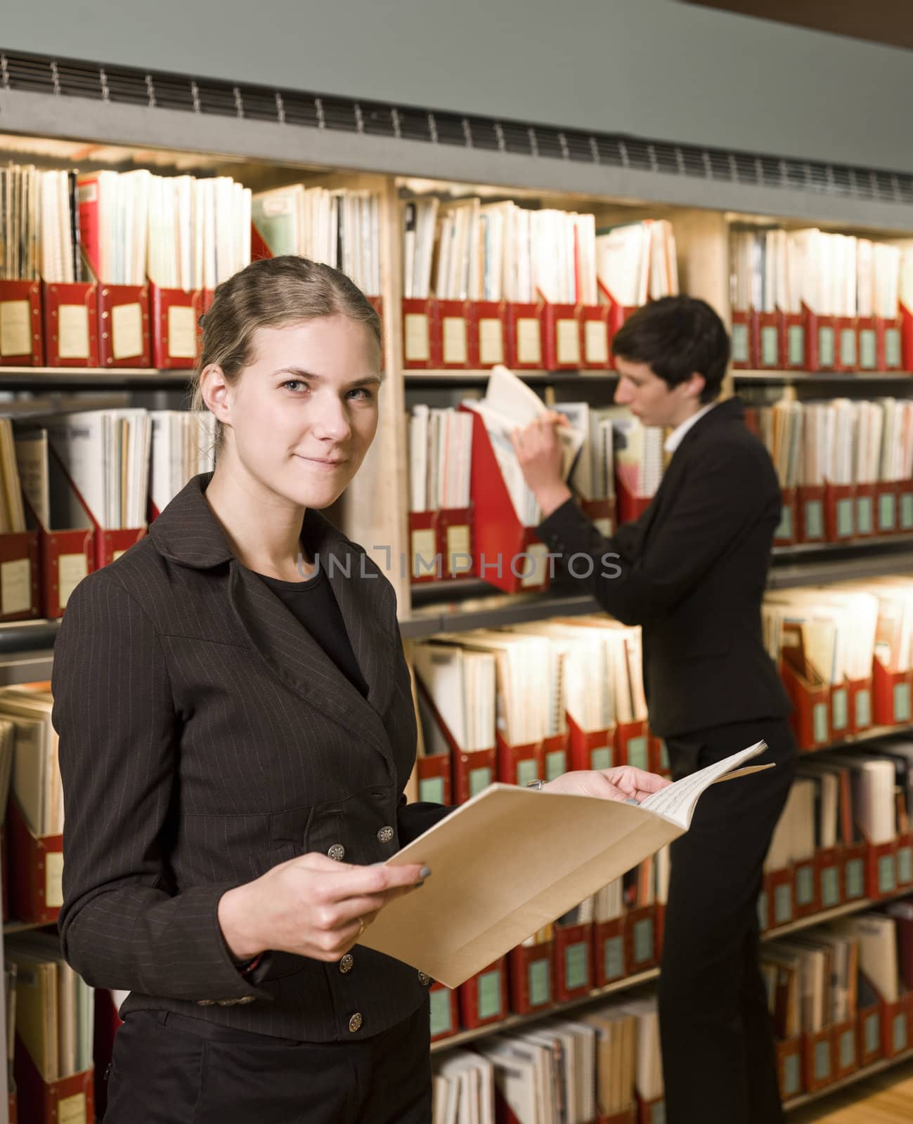 Two women at a library