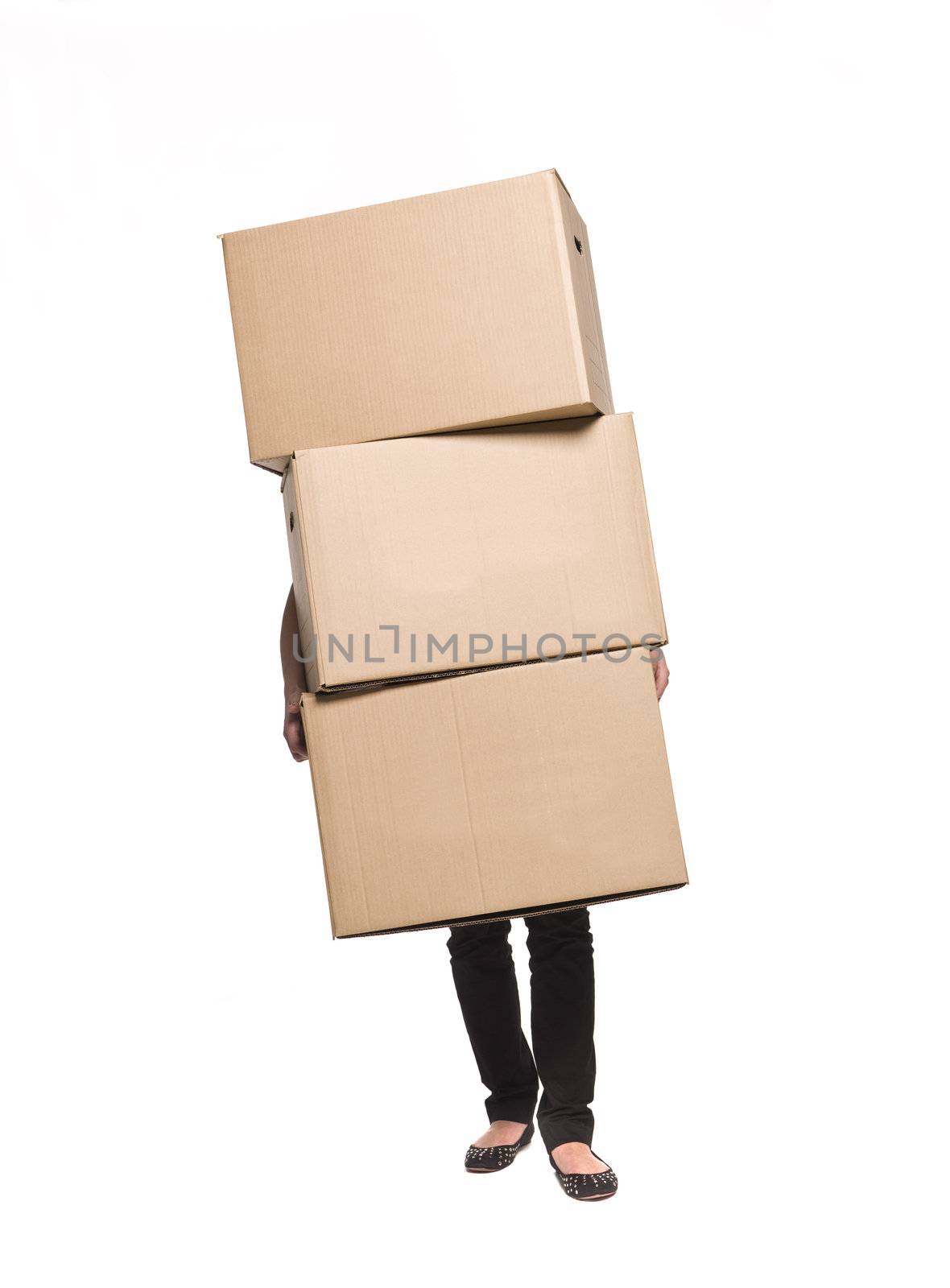 Woman with three boxes
