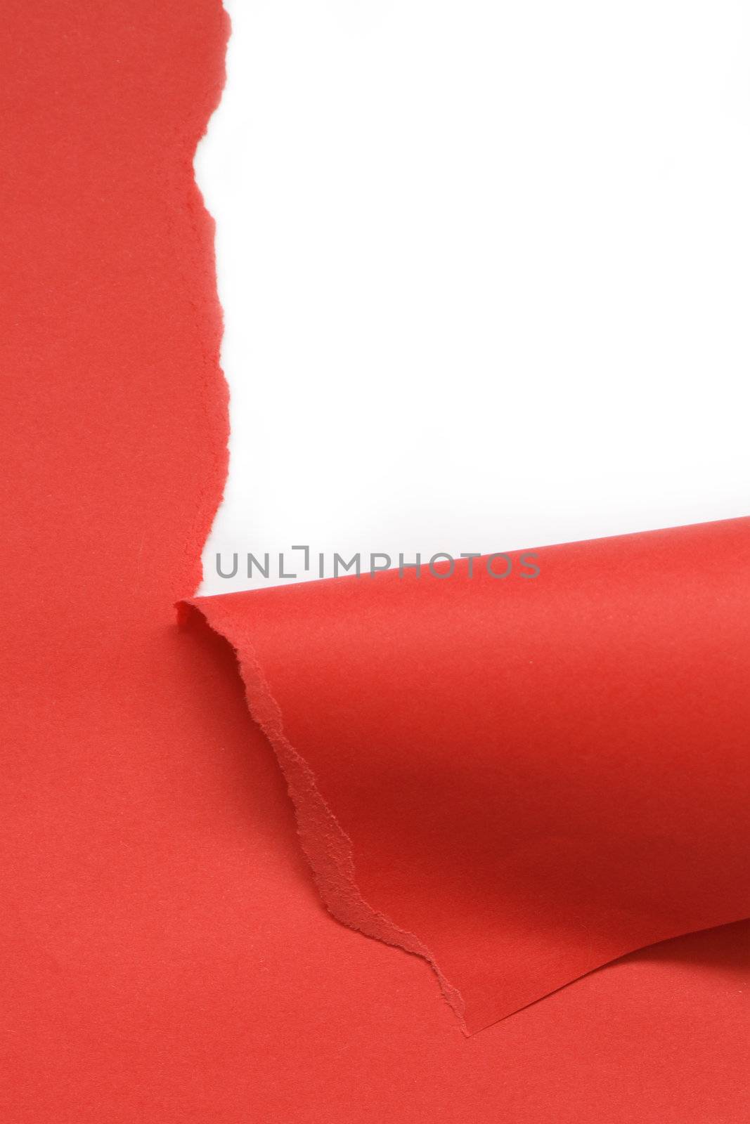 Abstract background made from disrupt red paper sheet. Image with blank white copy space