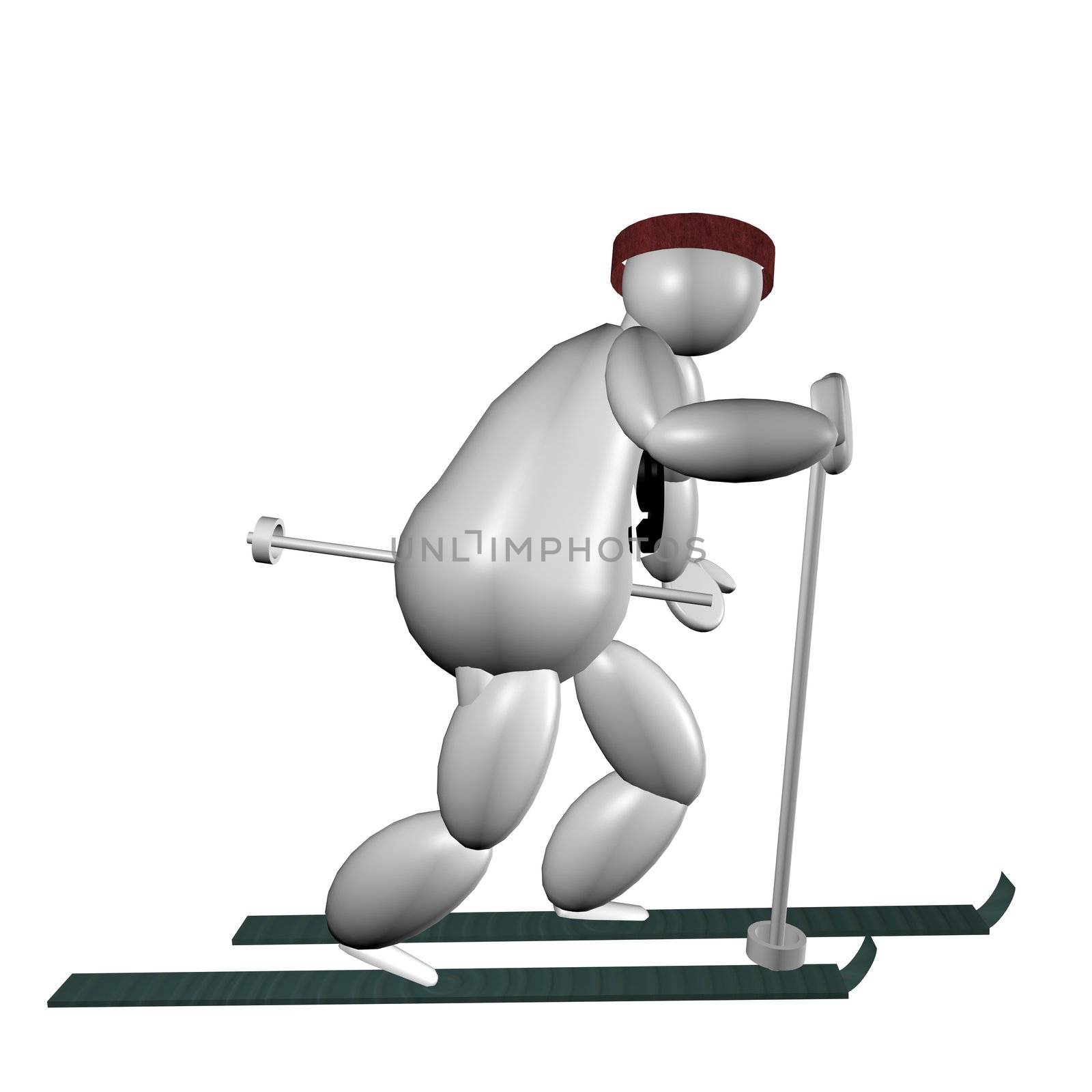 3D Puppet doing cross country skiing by Koufax73