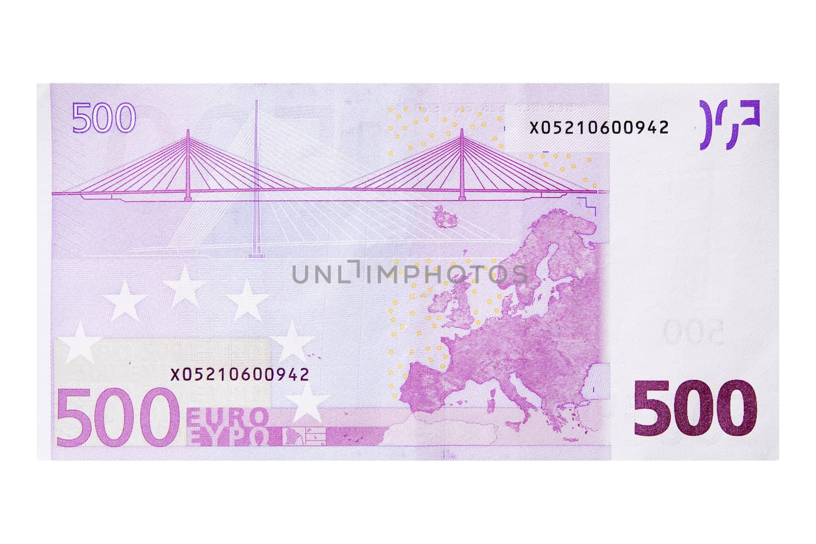 Close-up photograph of five hundred euro note.