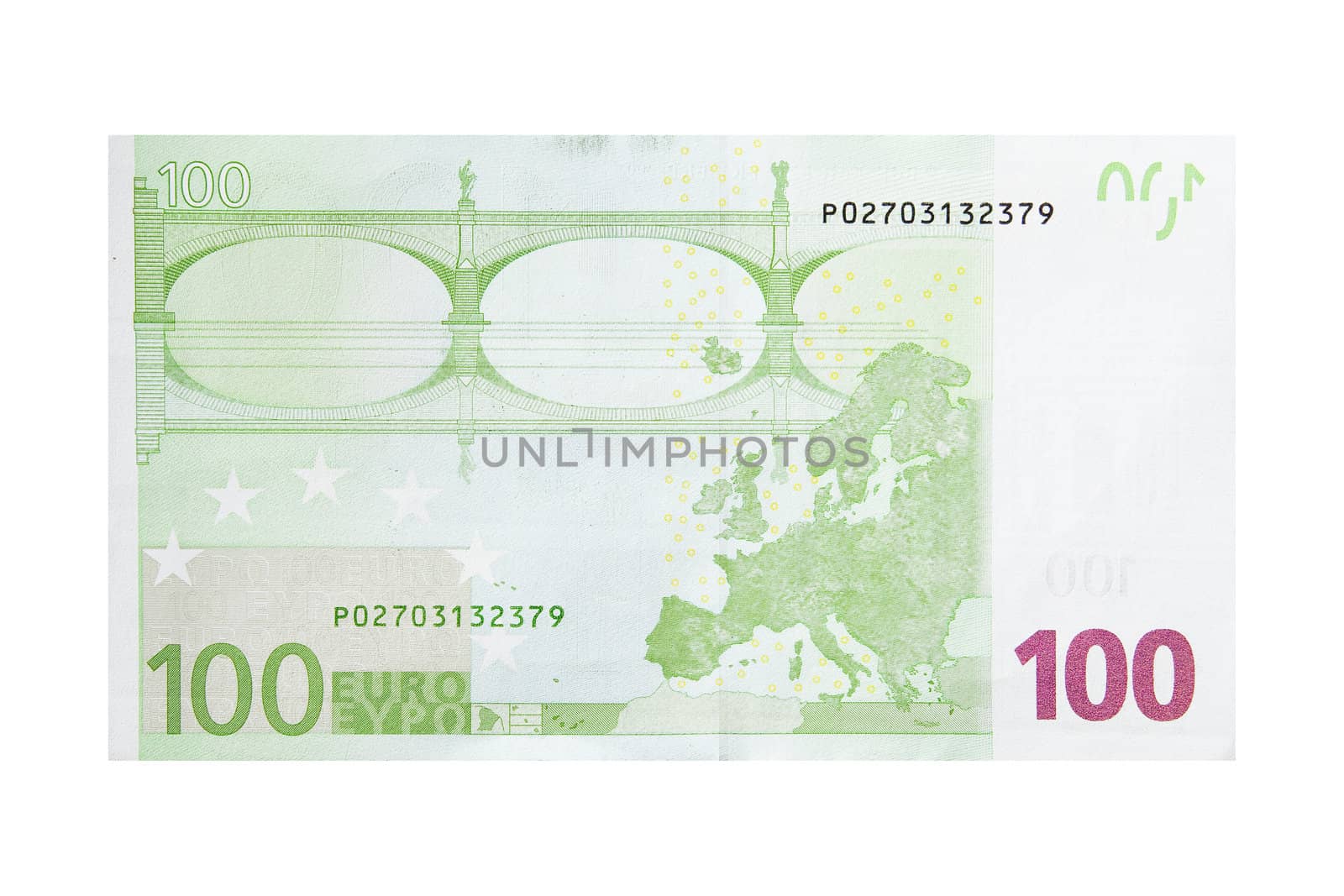 Close-up photograph of one hundred euro note.