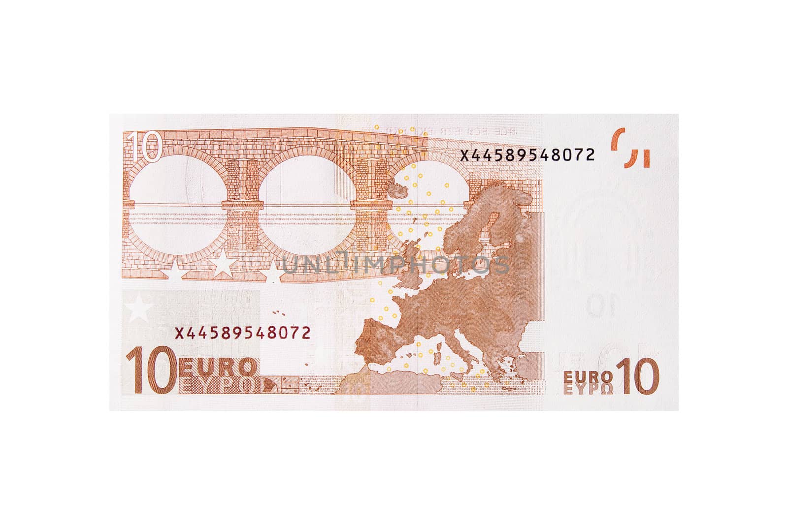 Close-up photograph of ten euro note.