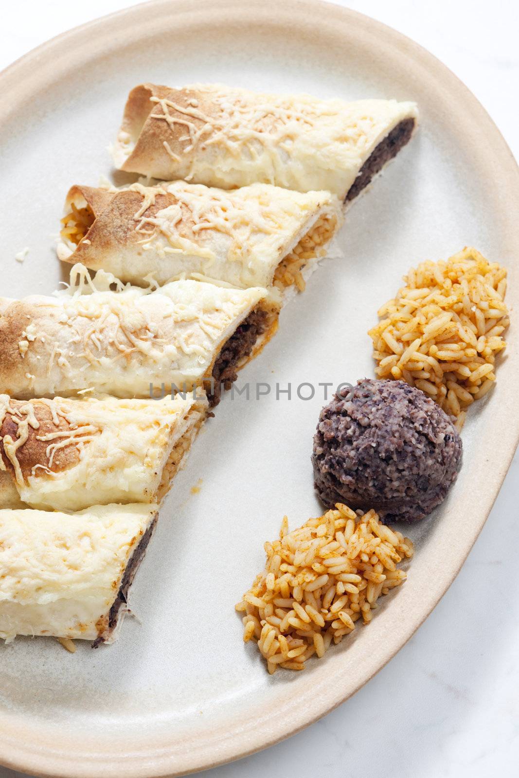 burritos with beans and rice