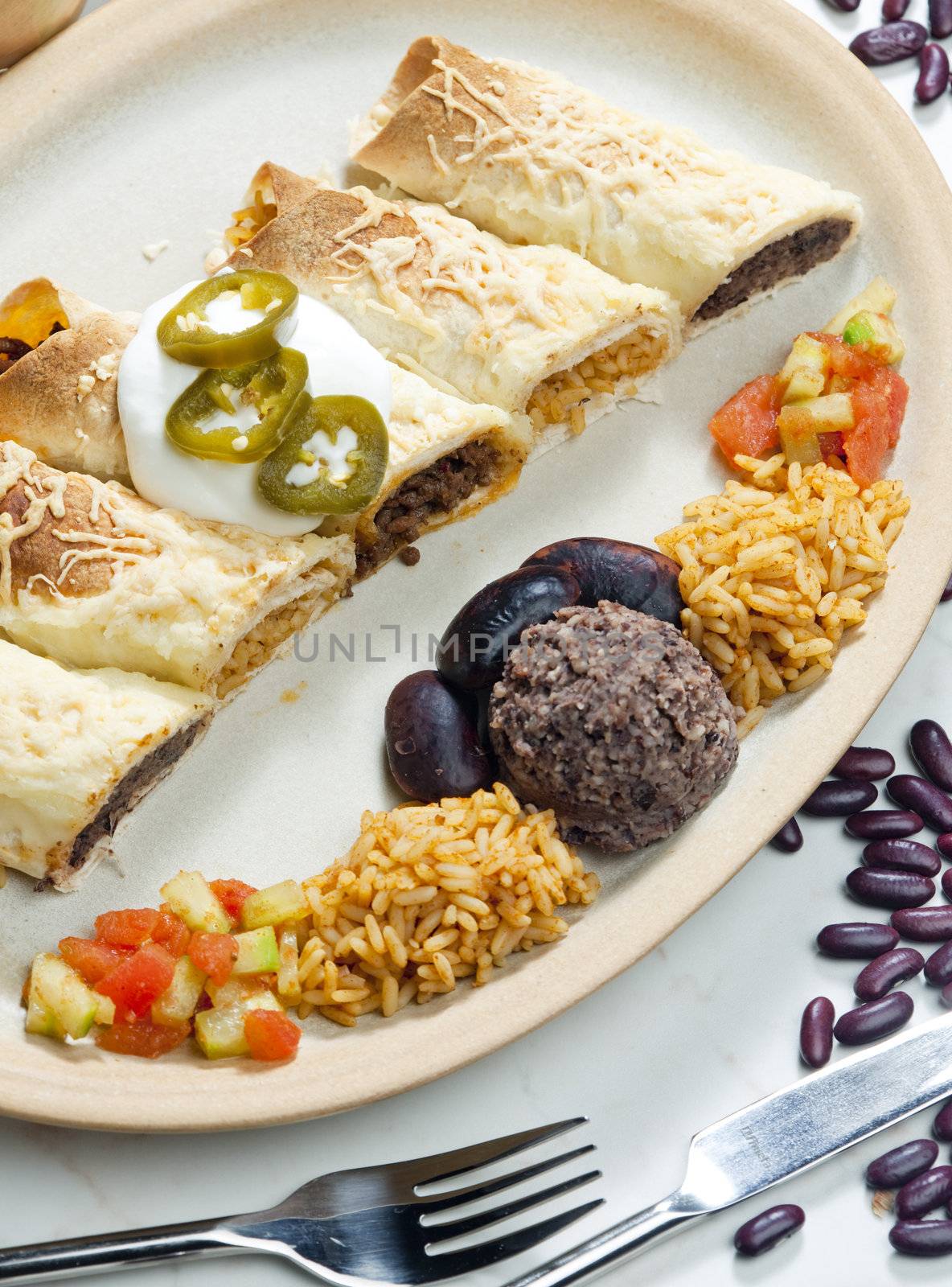 burritos with beans and rice