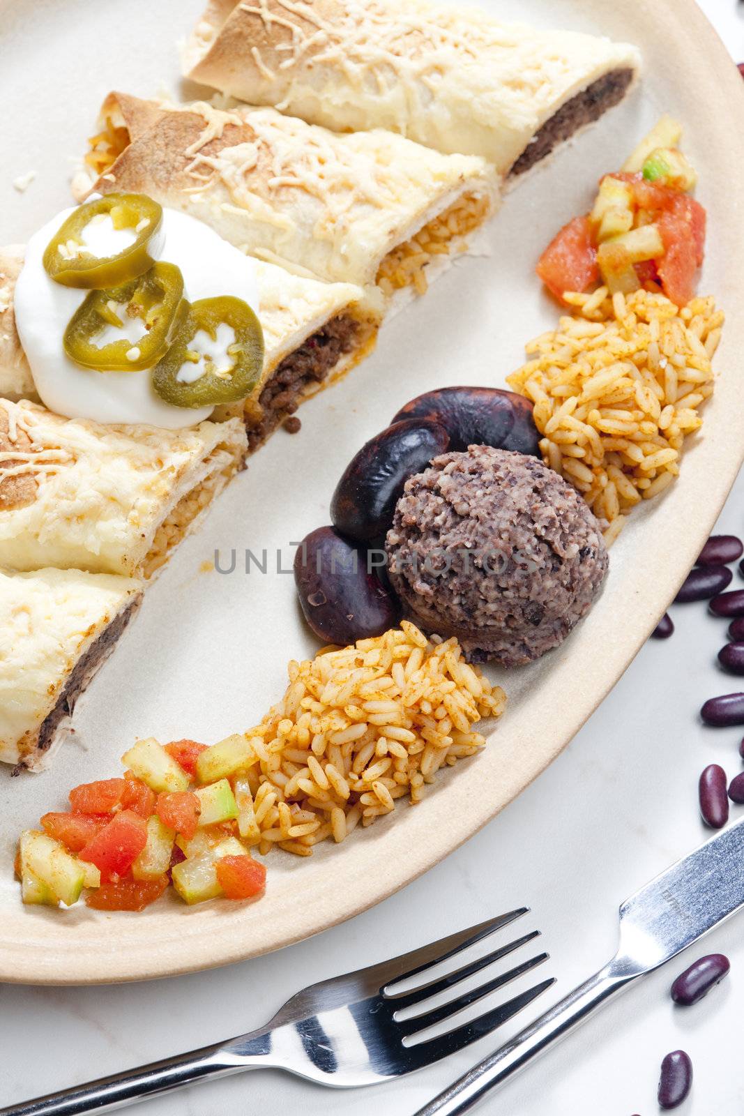 burritos with beans and rice