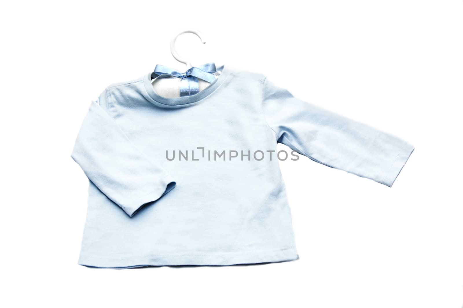 Baby boy clothes hanger with coat isolated on white