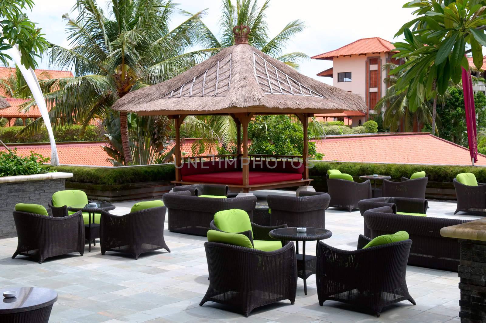 The outdoor coffee bar at resort