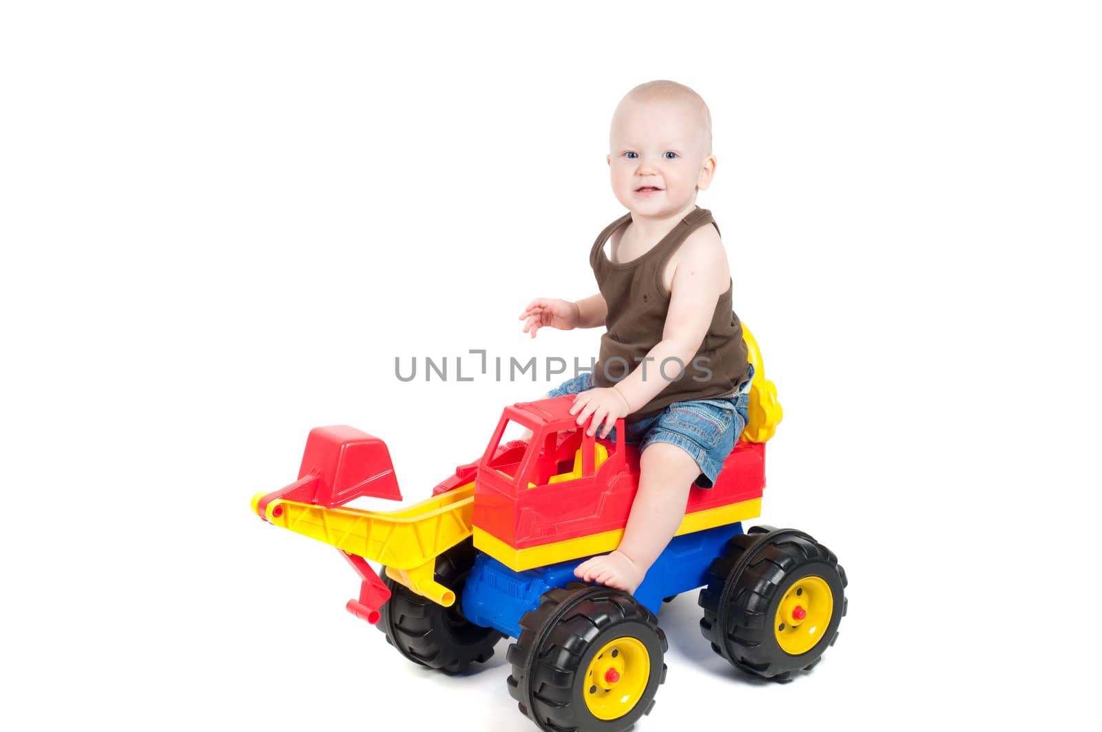 Studio shot of little boy, isolated on white