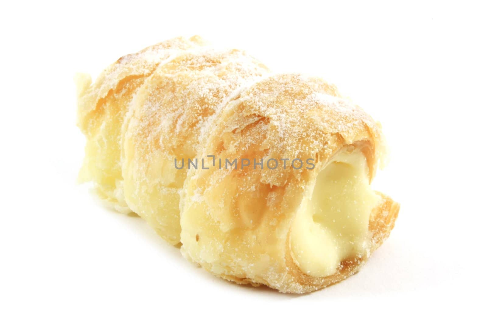 Cream Filled Cone Pastry Isolated on a White Background