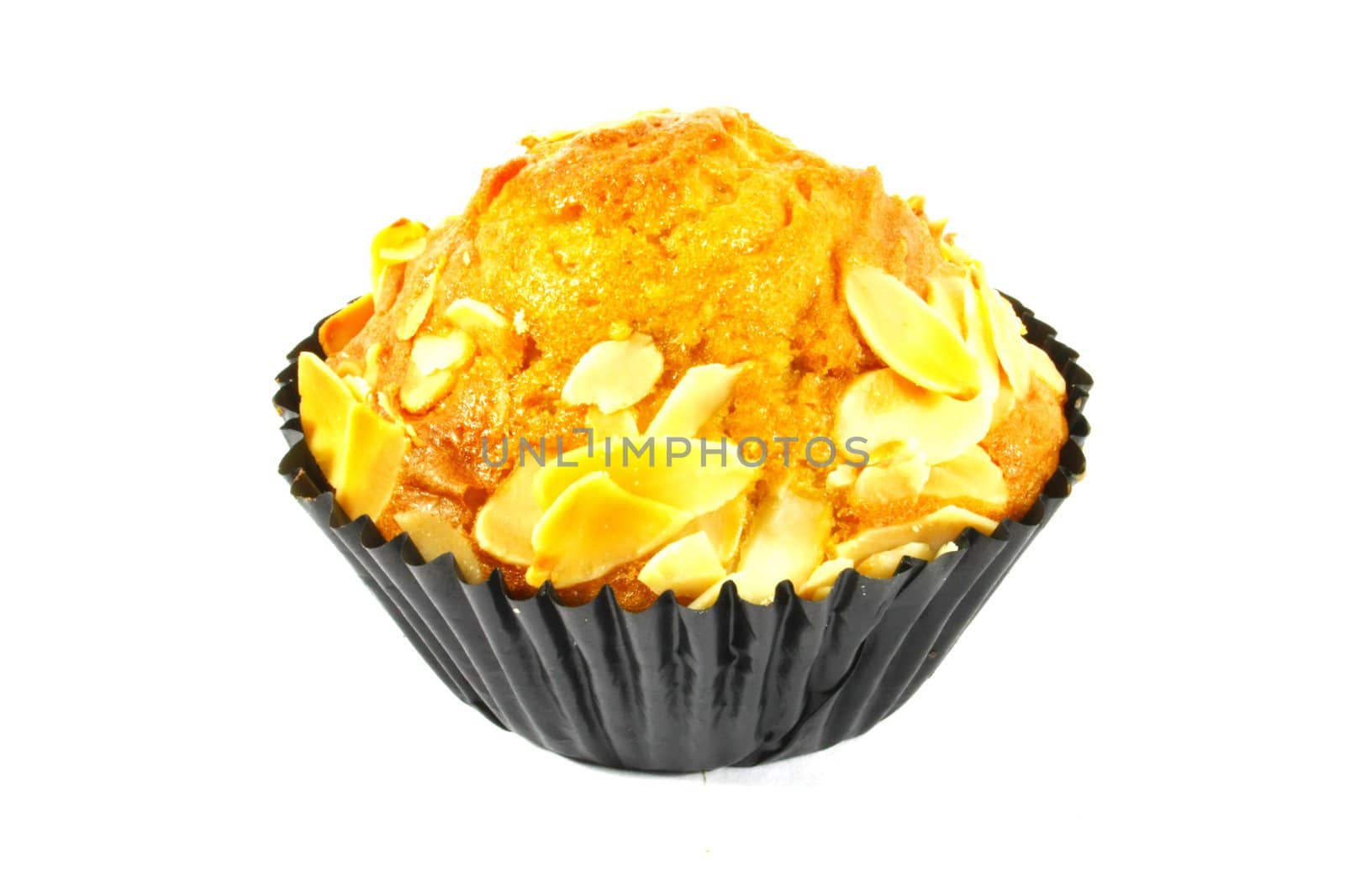 Almond Banana Cupcake Isolated on a White Background