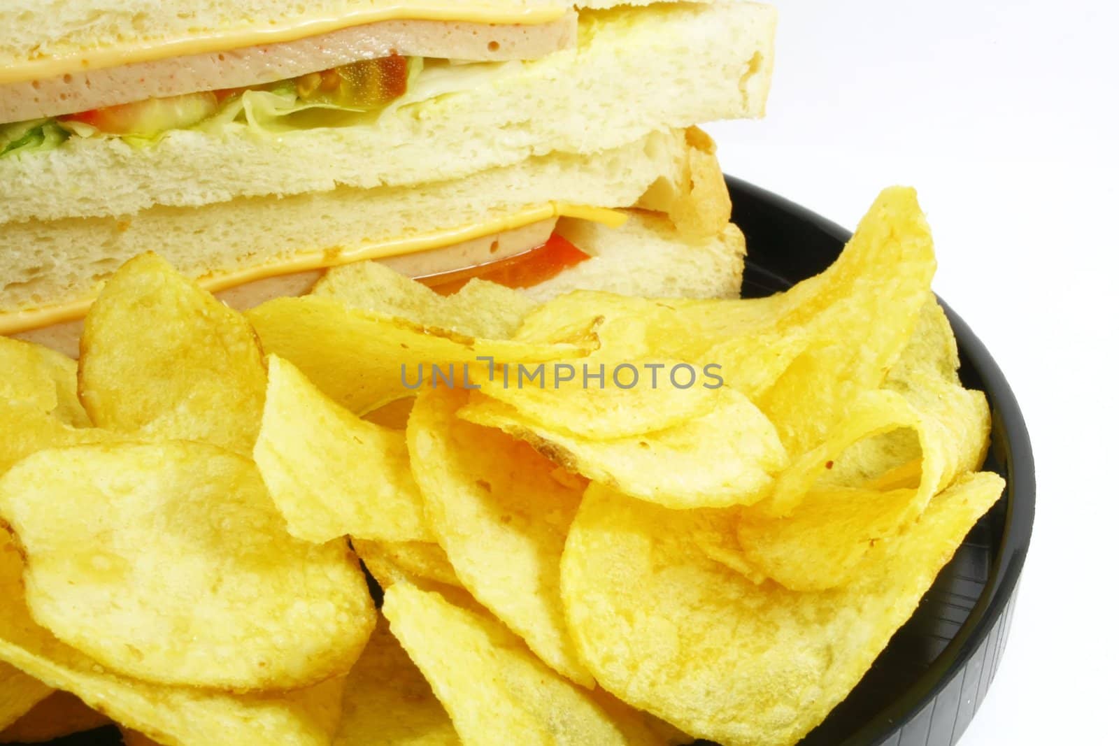 Sandwich and Chips Meal Combo on a White Background