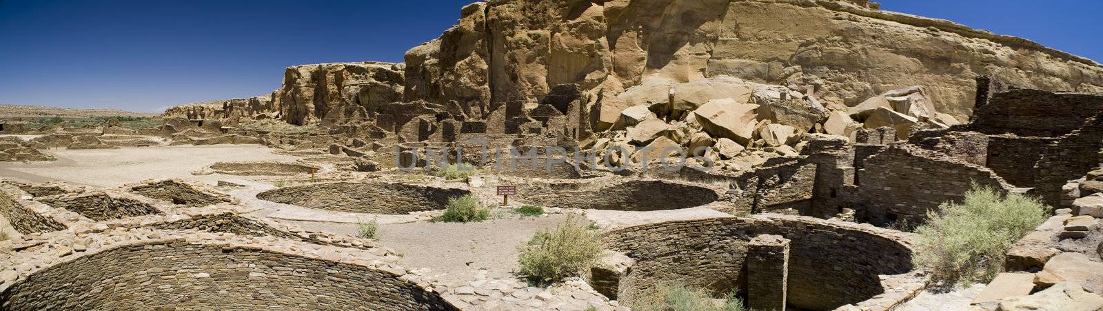 Panorama of Ancient Ruins at Chaco Canyon, New Mexico