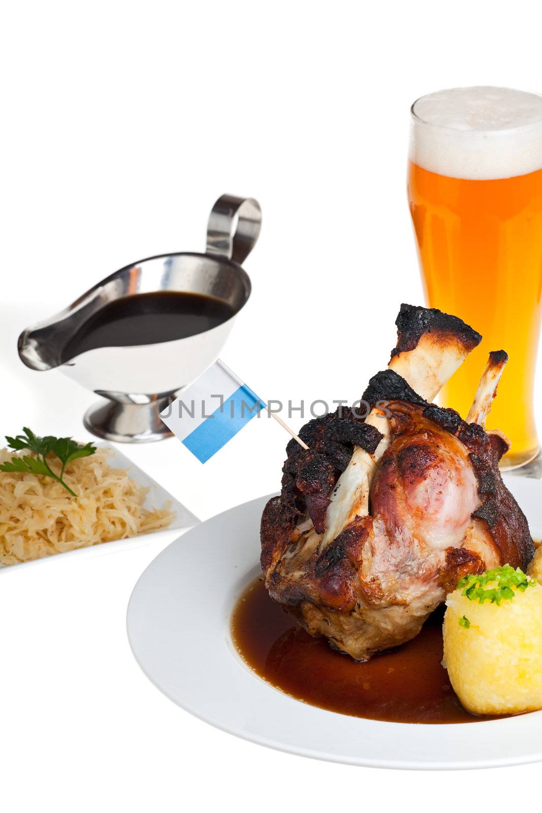 bavarian knuckle of pork isolated on white