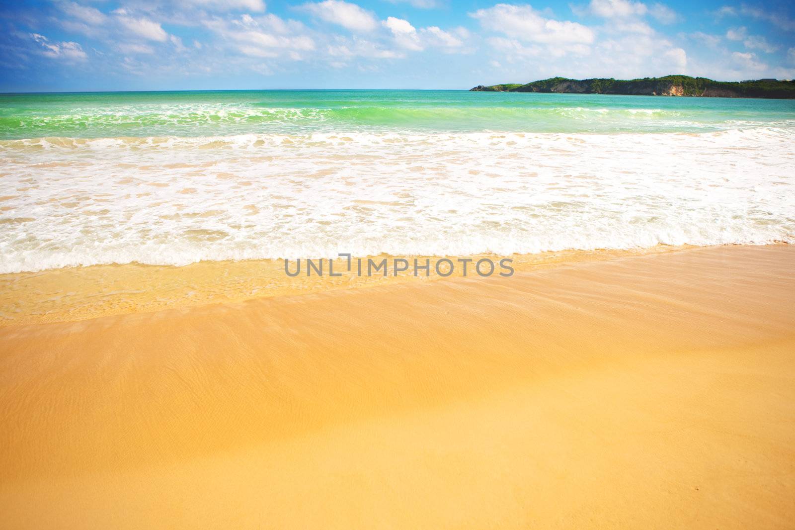 Beautiful colorful sandy Macao beach in Caribbean sea