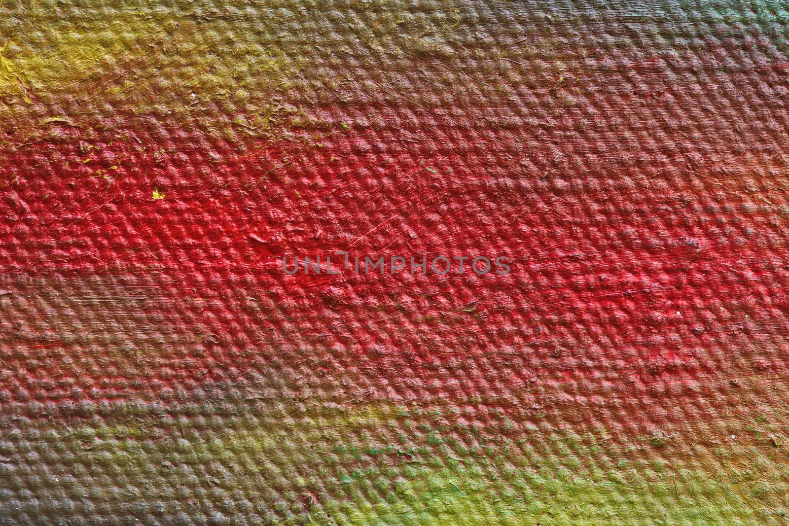 Extreme close-up of the painted canvas - craftsmanship