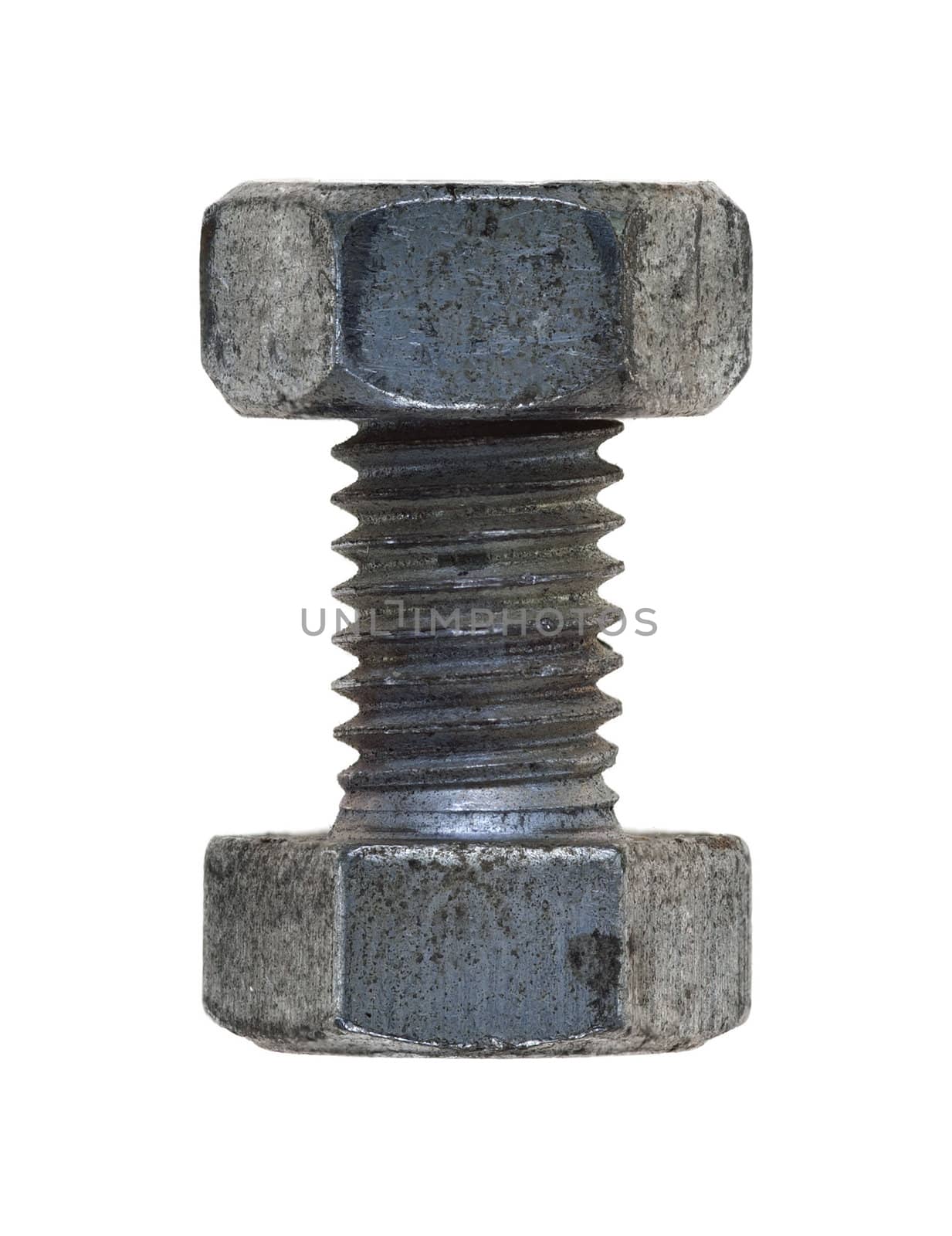 bolt with nut on white background by Mibuch