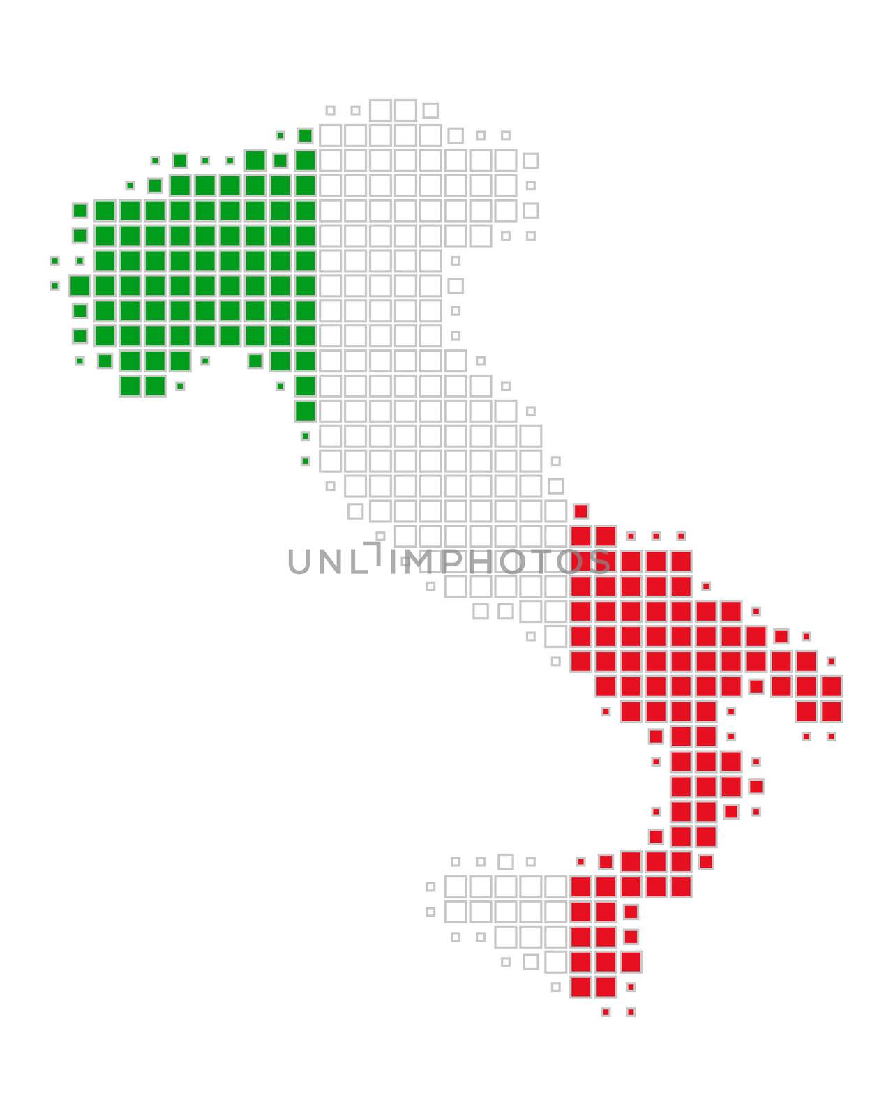 Map and flag of Italy