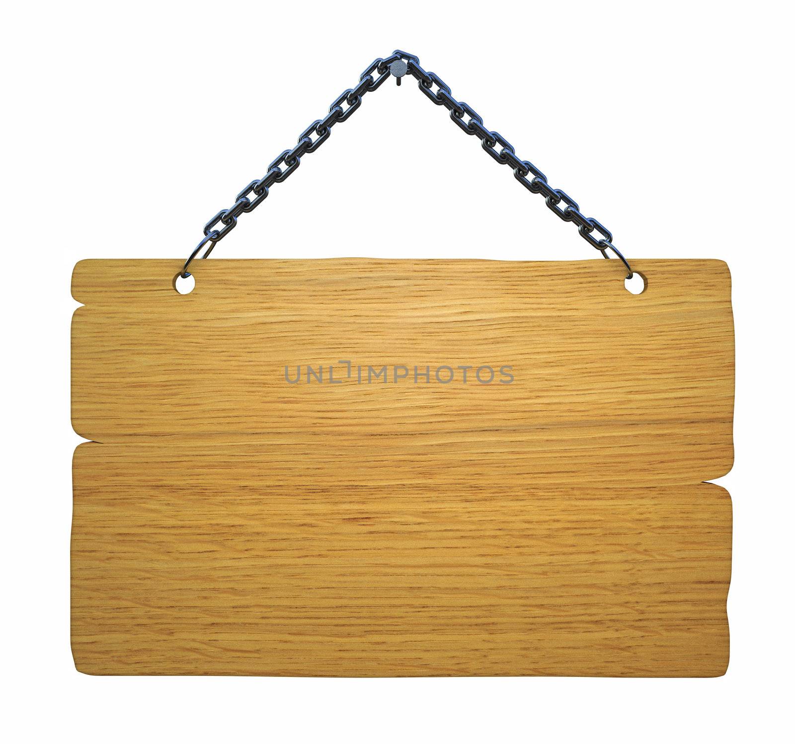 Empty notice board, made of wood hanging on a nail