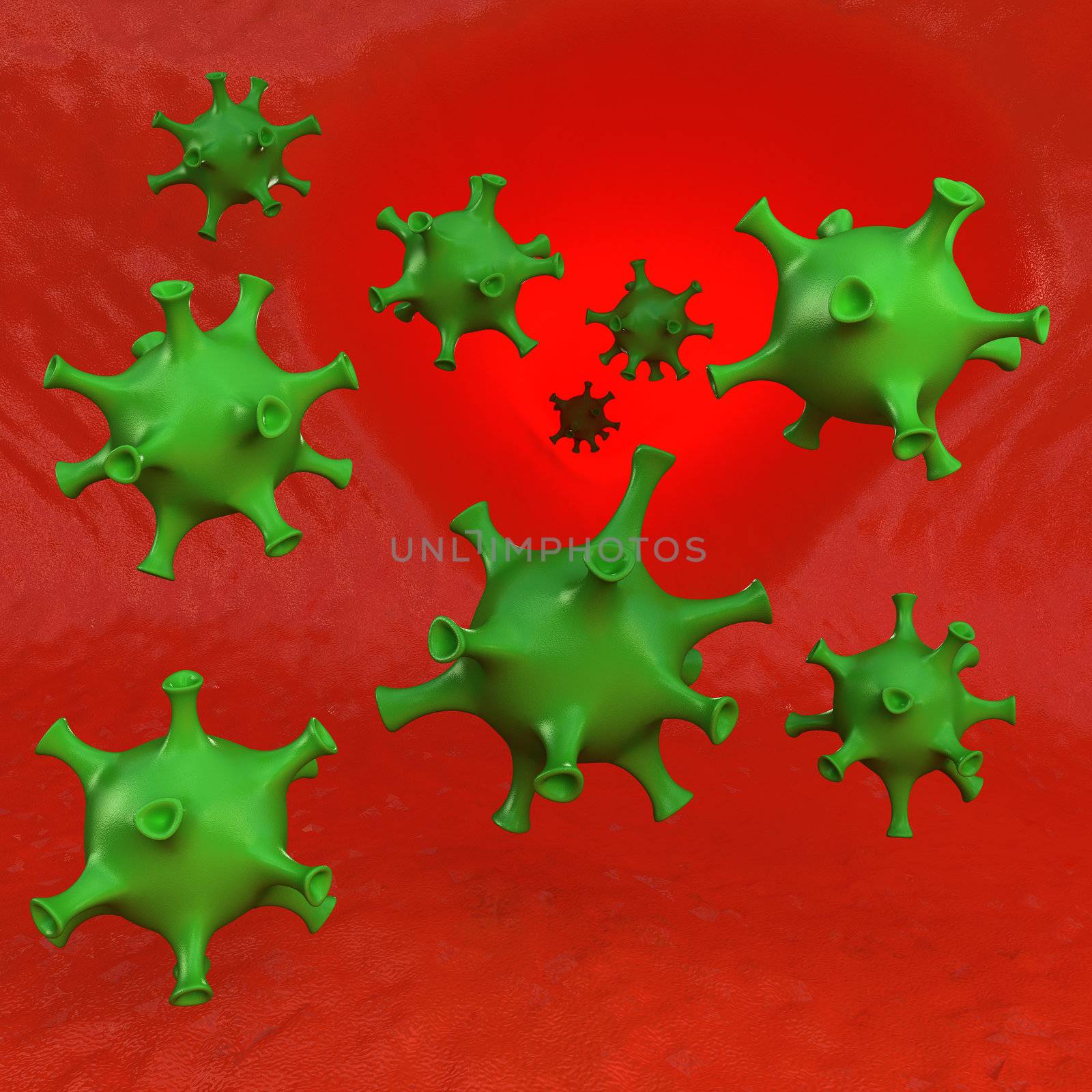 Microscopic virus organism inside a human