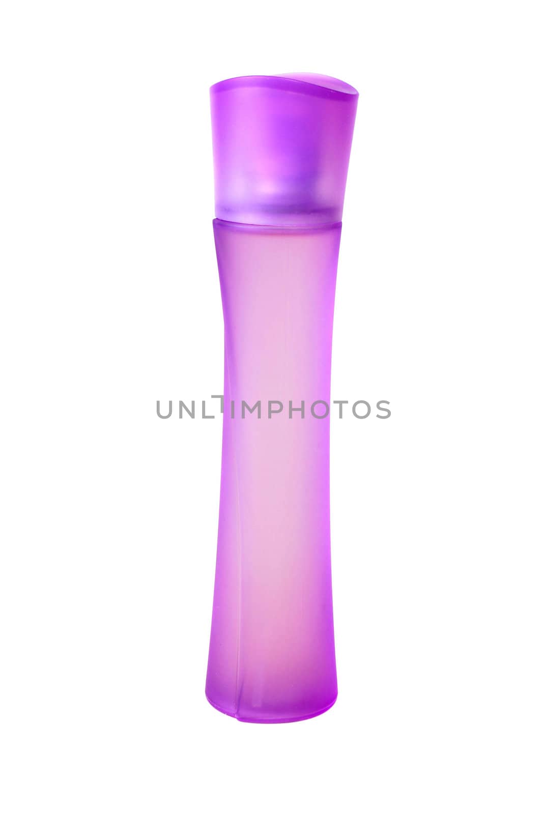 Glass bottle from matte glass for cosmetics on a white background.