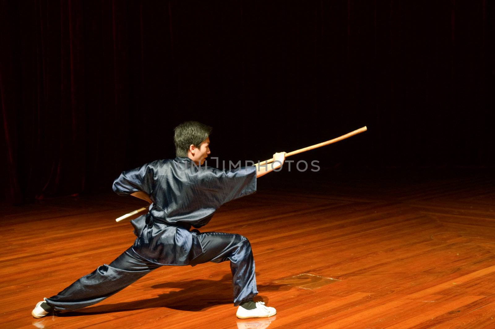 MACAU - APRIL 25: The man performing Chinese kung fu (wu shu), April 25, 2009, Macau