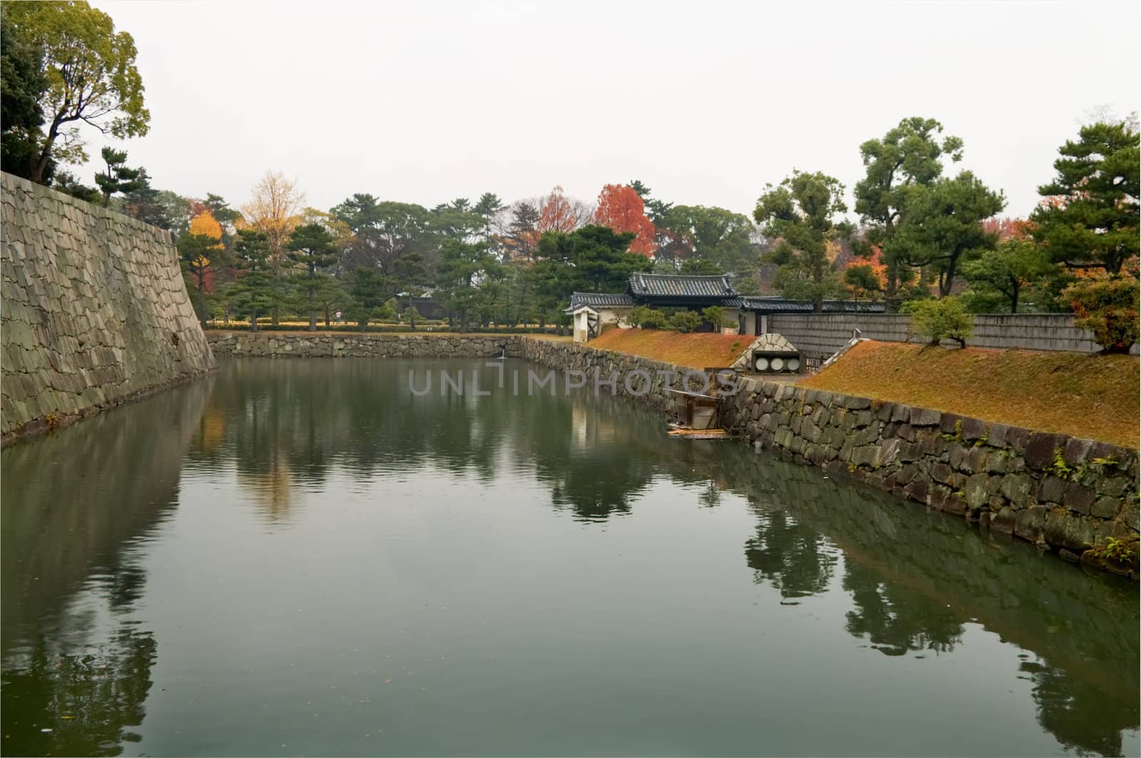 The panorama of Nijo Castle moat, in Kyoto city