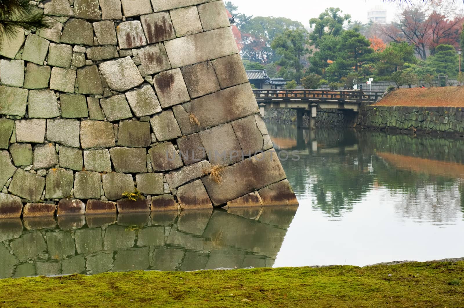 The panorama of Nijo Castle moat, in Kyoto city
