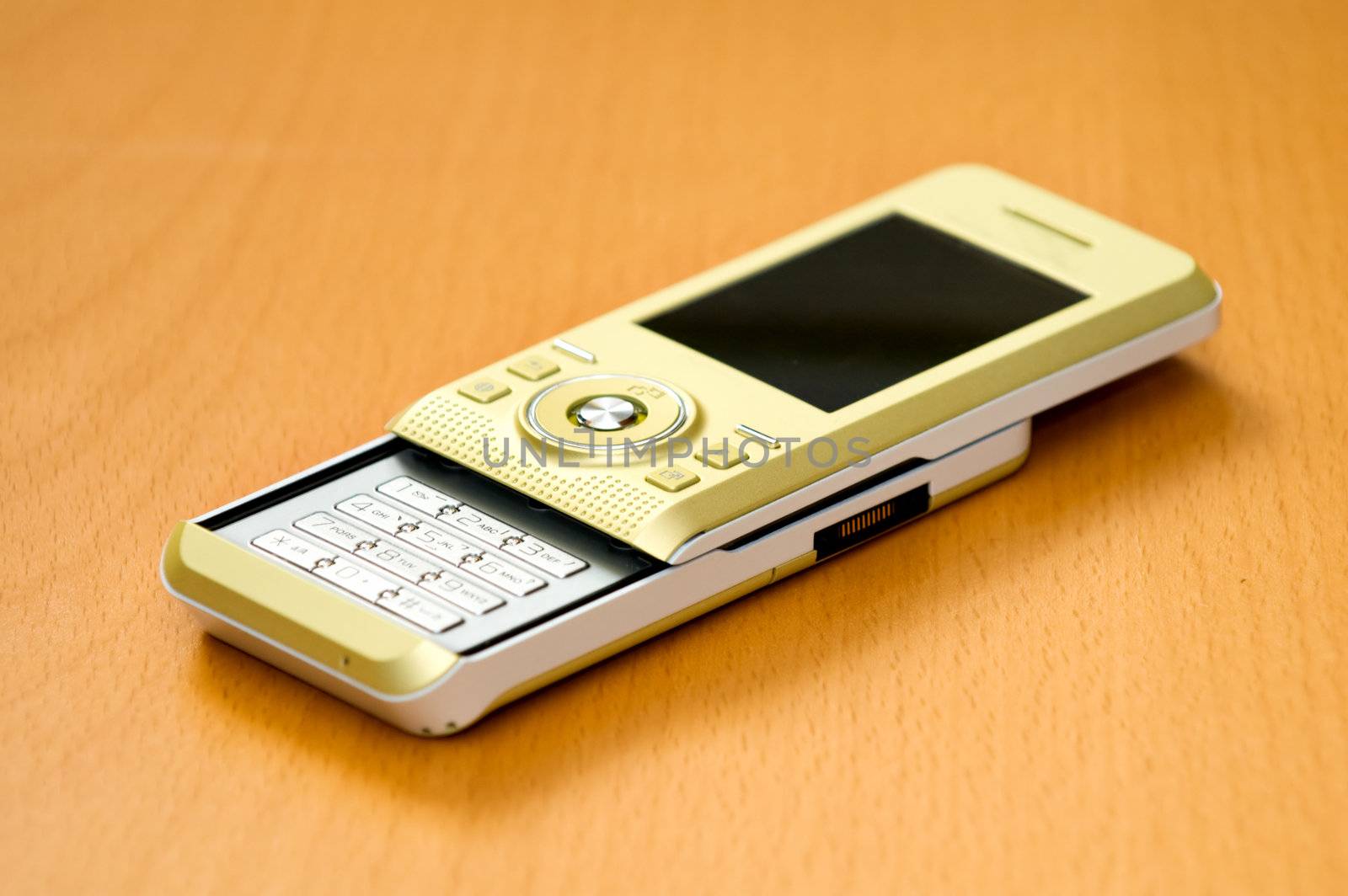The close up of golden mobile phone