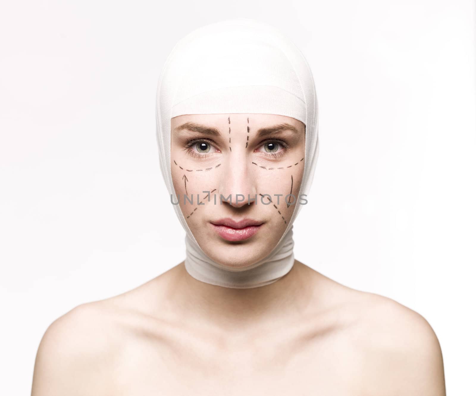 Woman prepared for a plastic surgery