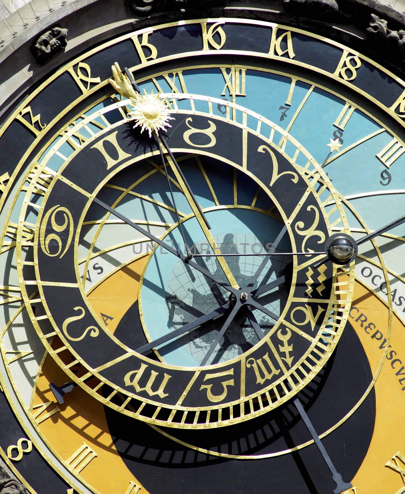 detail of Horloge, Old Town Hall, Prague, Czech Republic