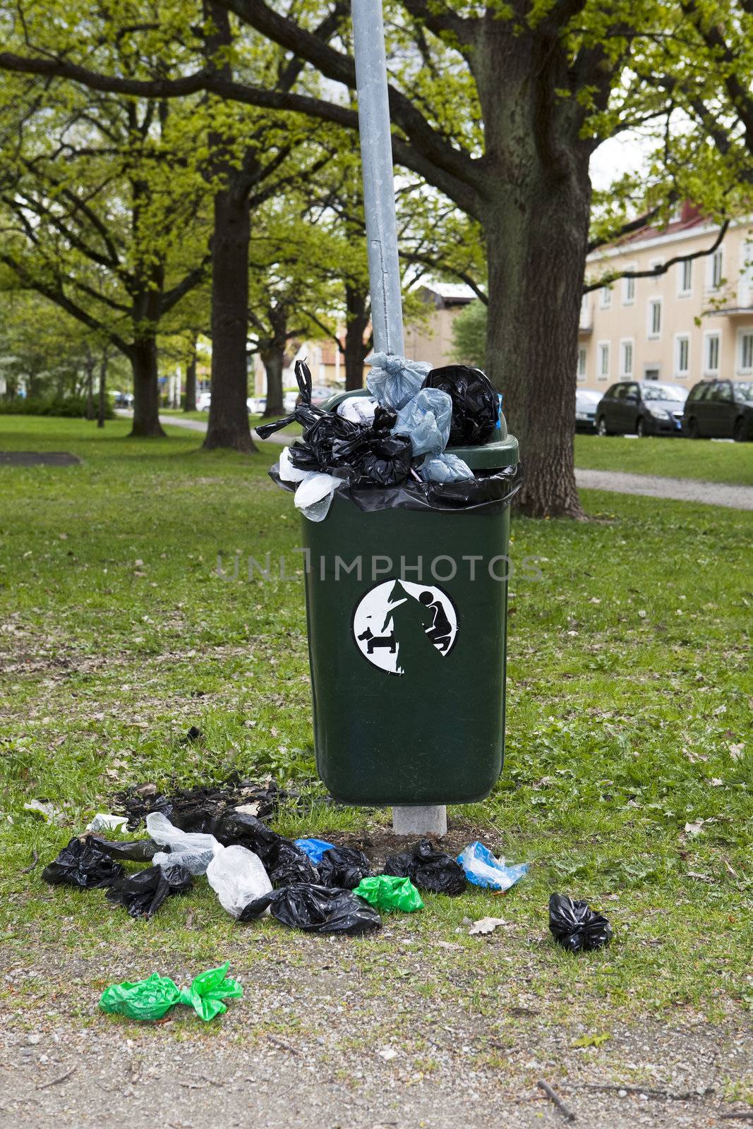 Overflowing garbage can