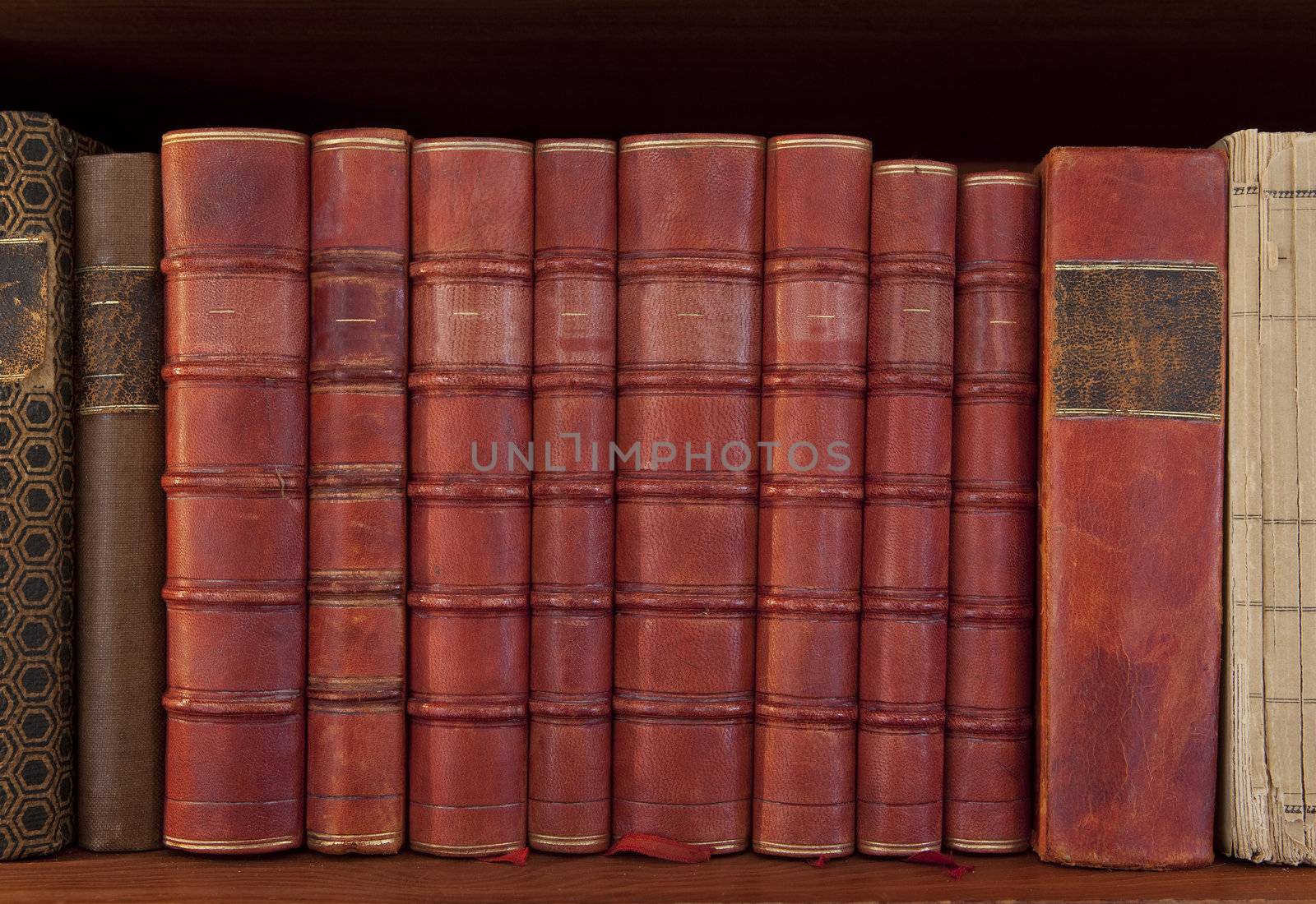 Antique books in a row