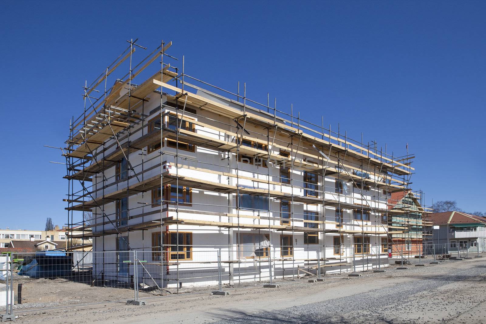 House under construction on a sunny day