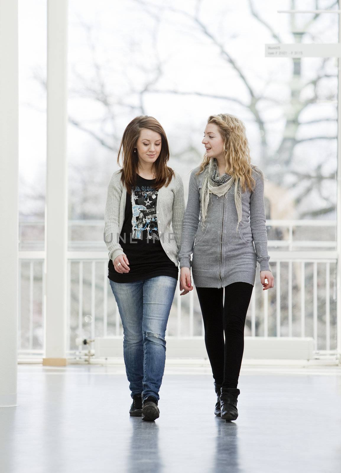 two girls walking