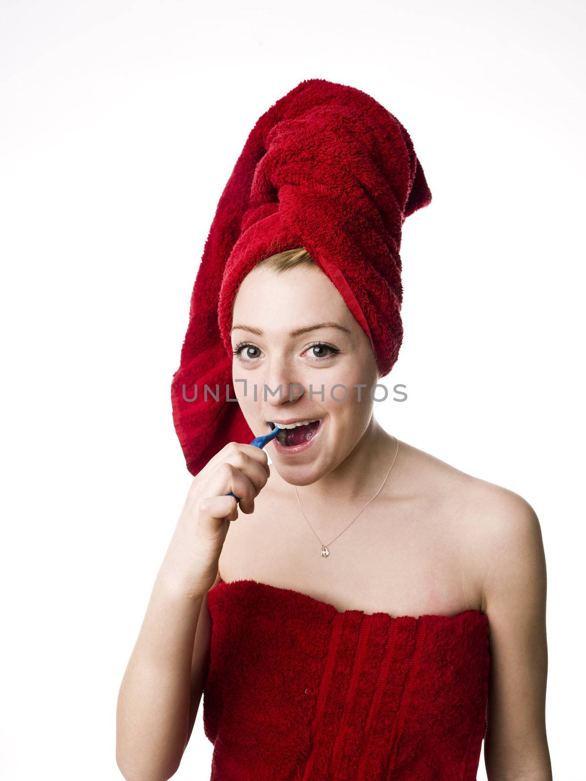 girl brushing her teeth