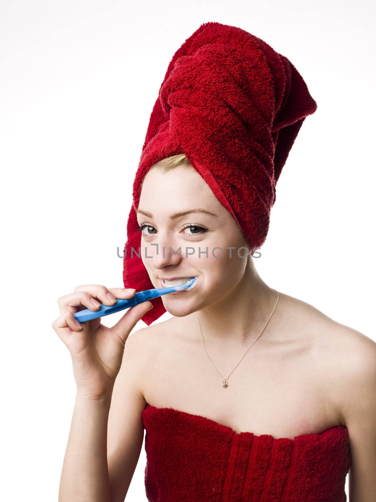 girl brushing her teeth