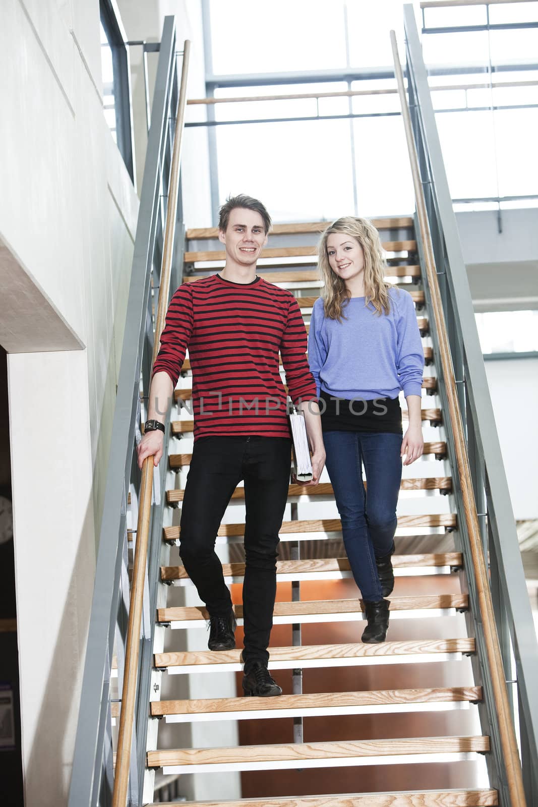 Couple walk the stairs