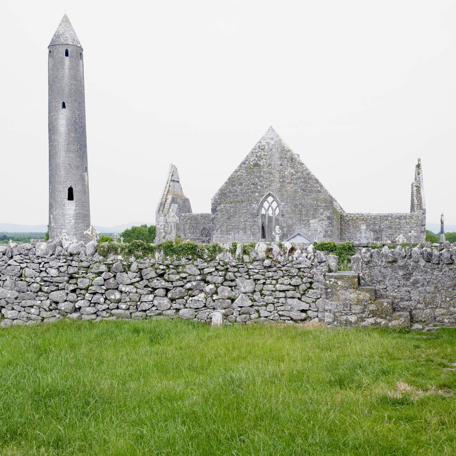 ruins of Kilmacduagh Monastery, County Galway, Ireland by phbcz