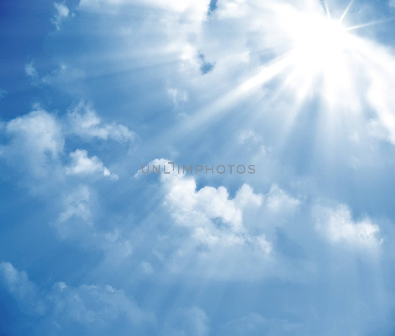 blue sky sun ray by magann