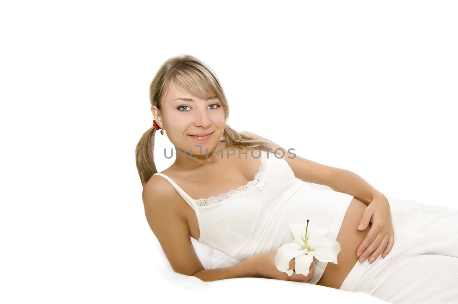 Pregnant woman with flower by Angel_a