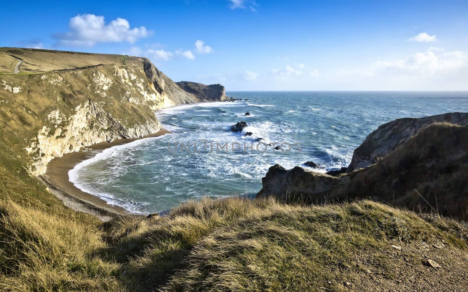 A photography of the Dorset Jurassic Coast in autumn