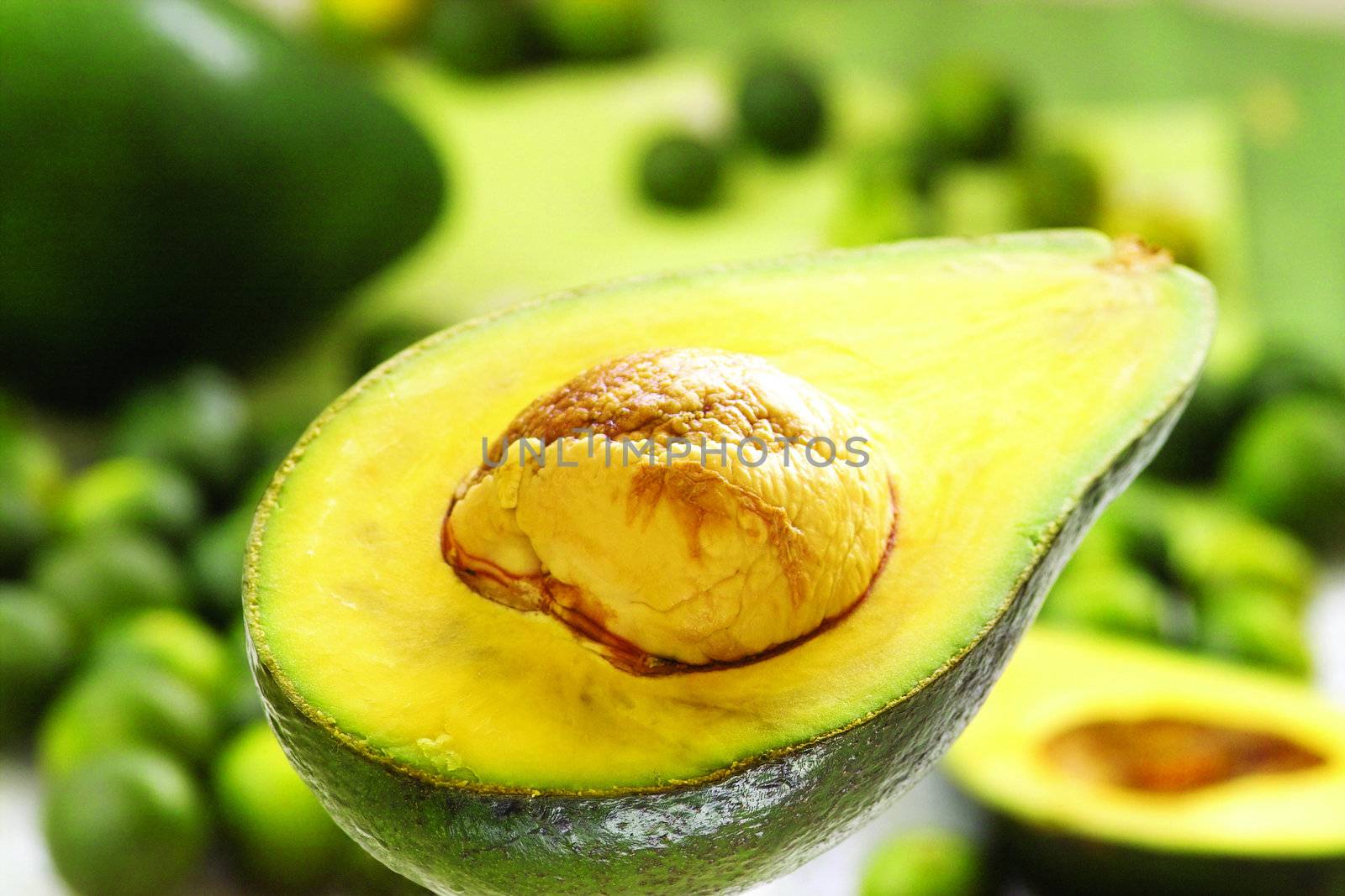 Fresh colorful Avocado closeup shot , fruit photography