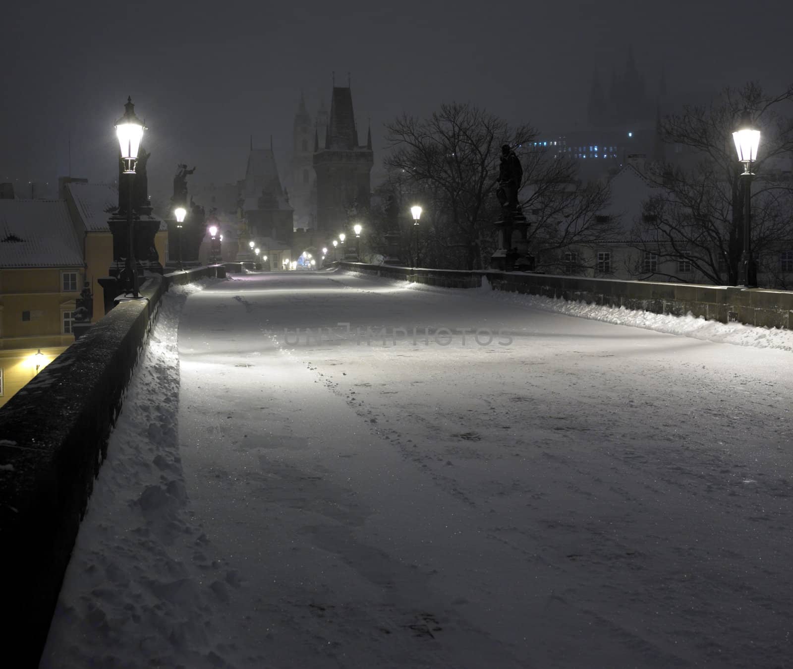 Charles bridge in winter, Prague, Czech Republic