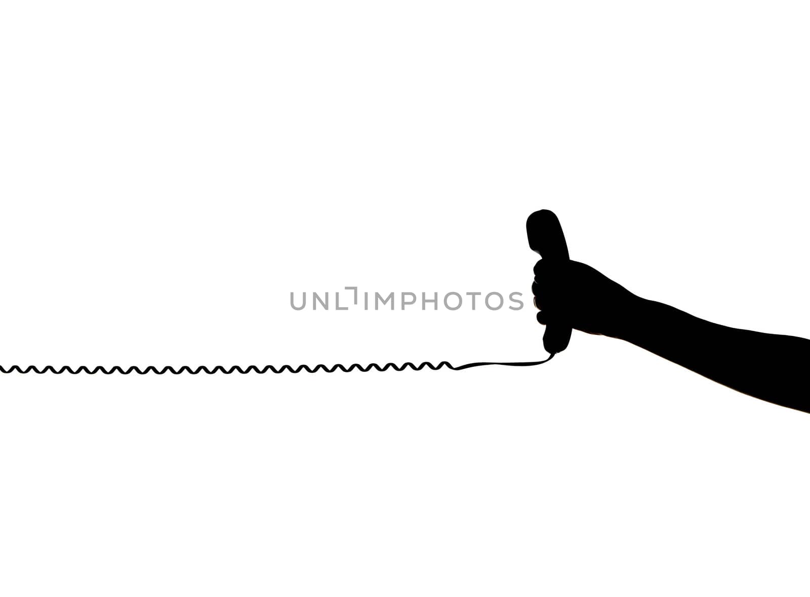 Silhouette of a hand holding a telephone receiver by gemenacom