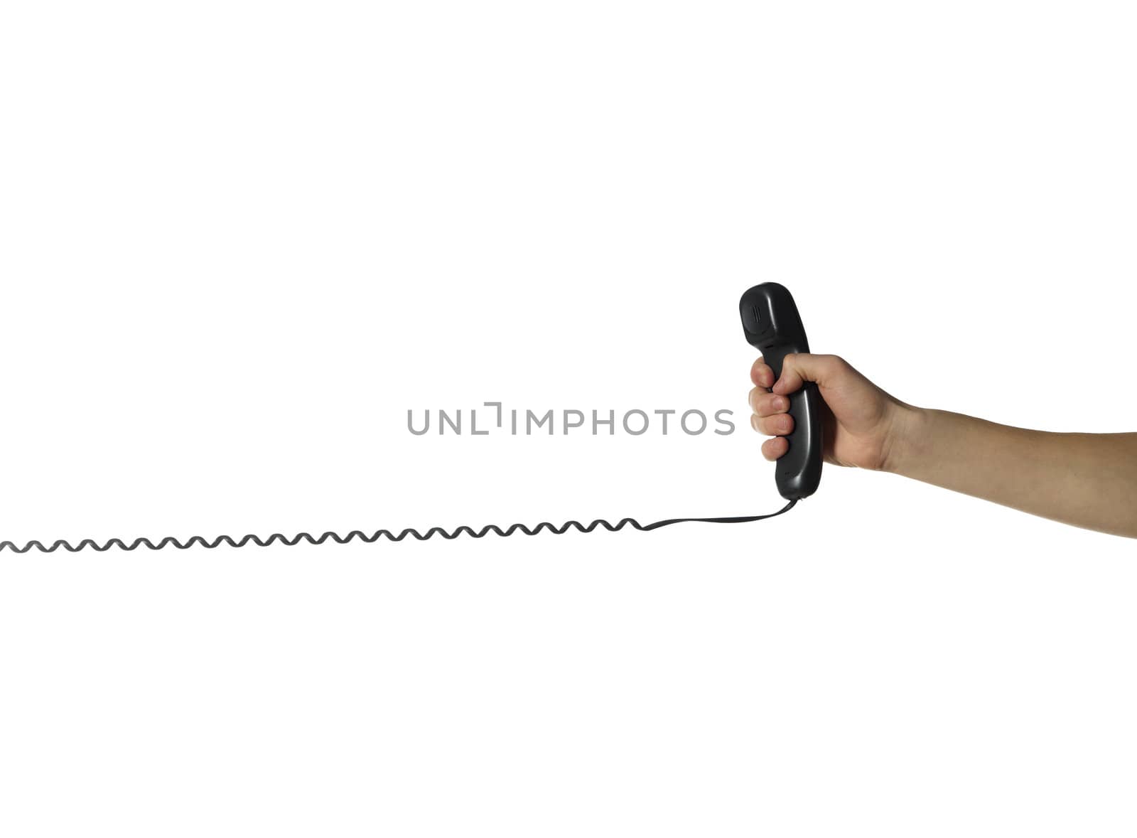 Hand holding a telephone-receiver