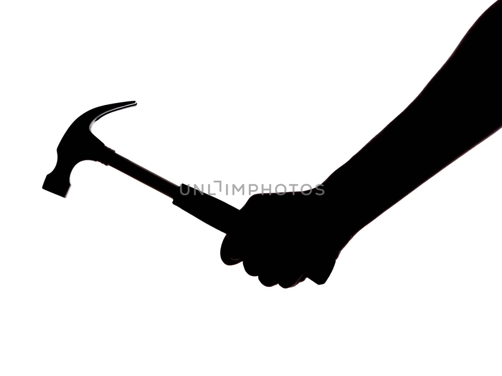 silhouette of a hand holding a hammer by gemenacom