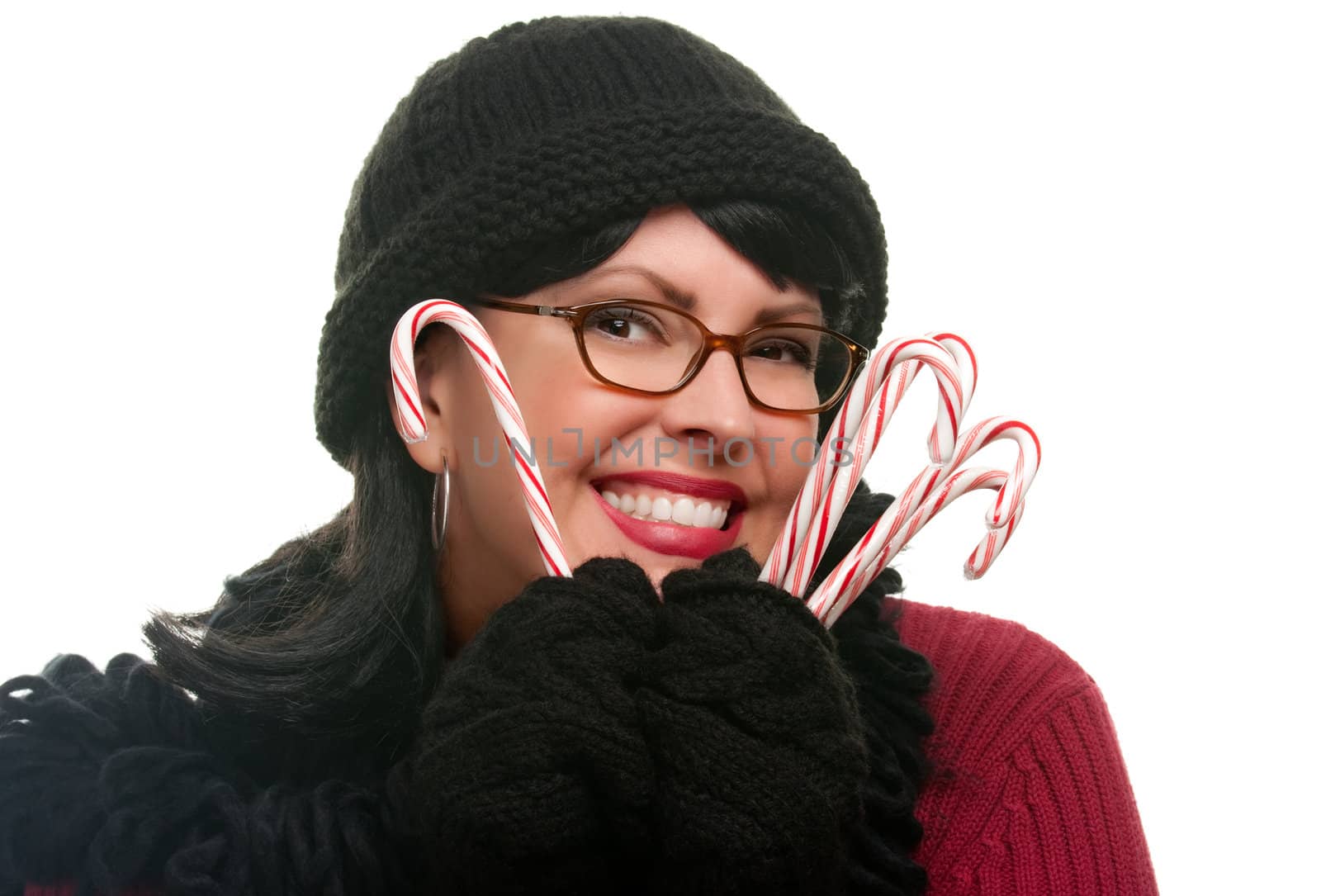 Pretty Woman Holding Candy Canes by Feverpitched