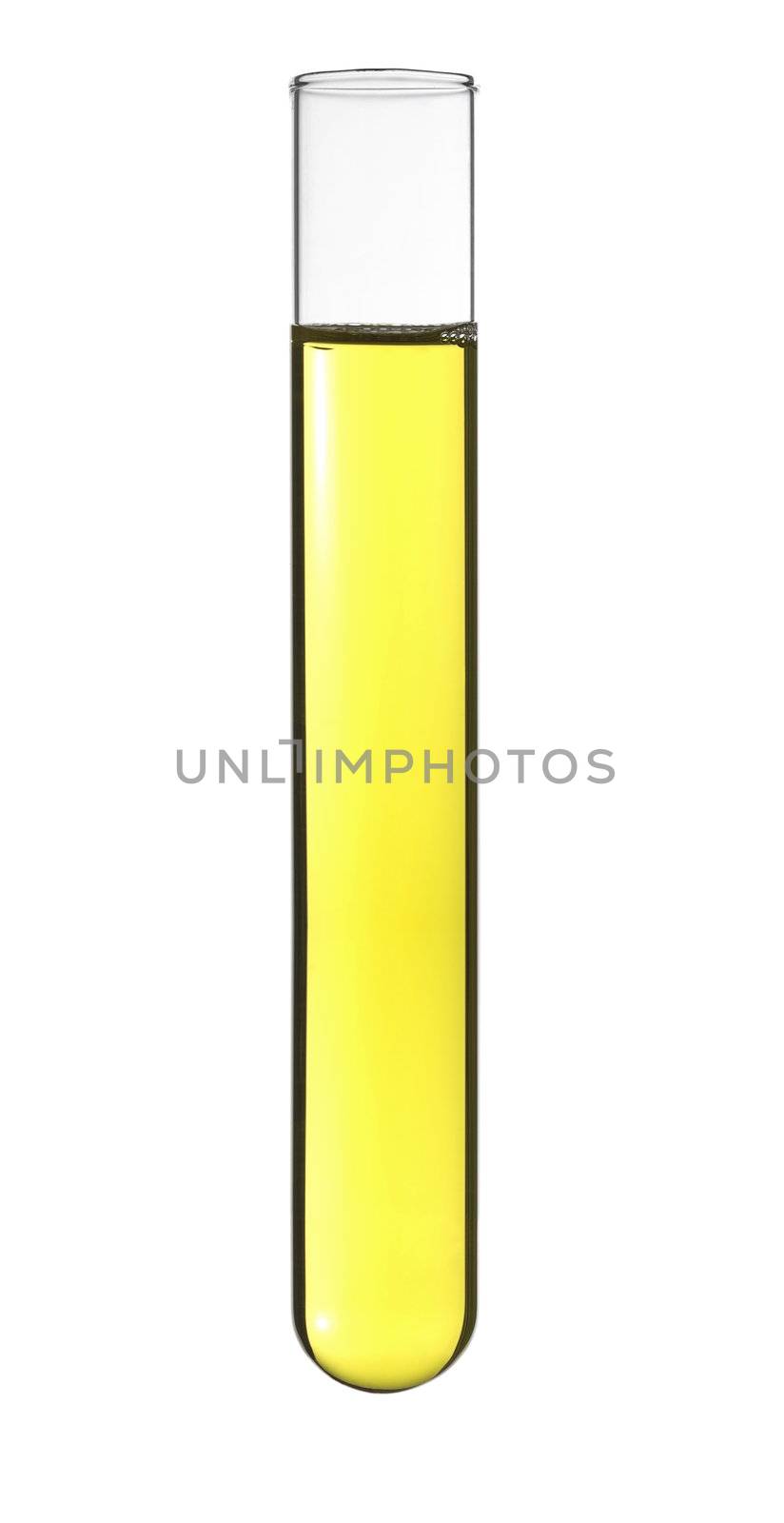 Isolated test tube with a yellow liquid.