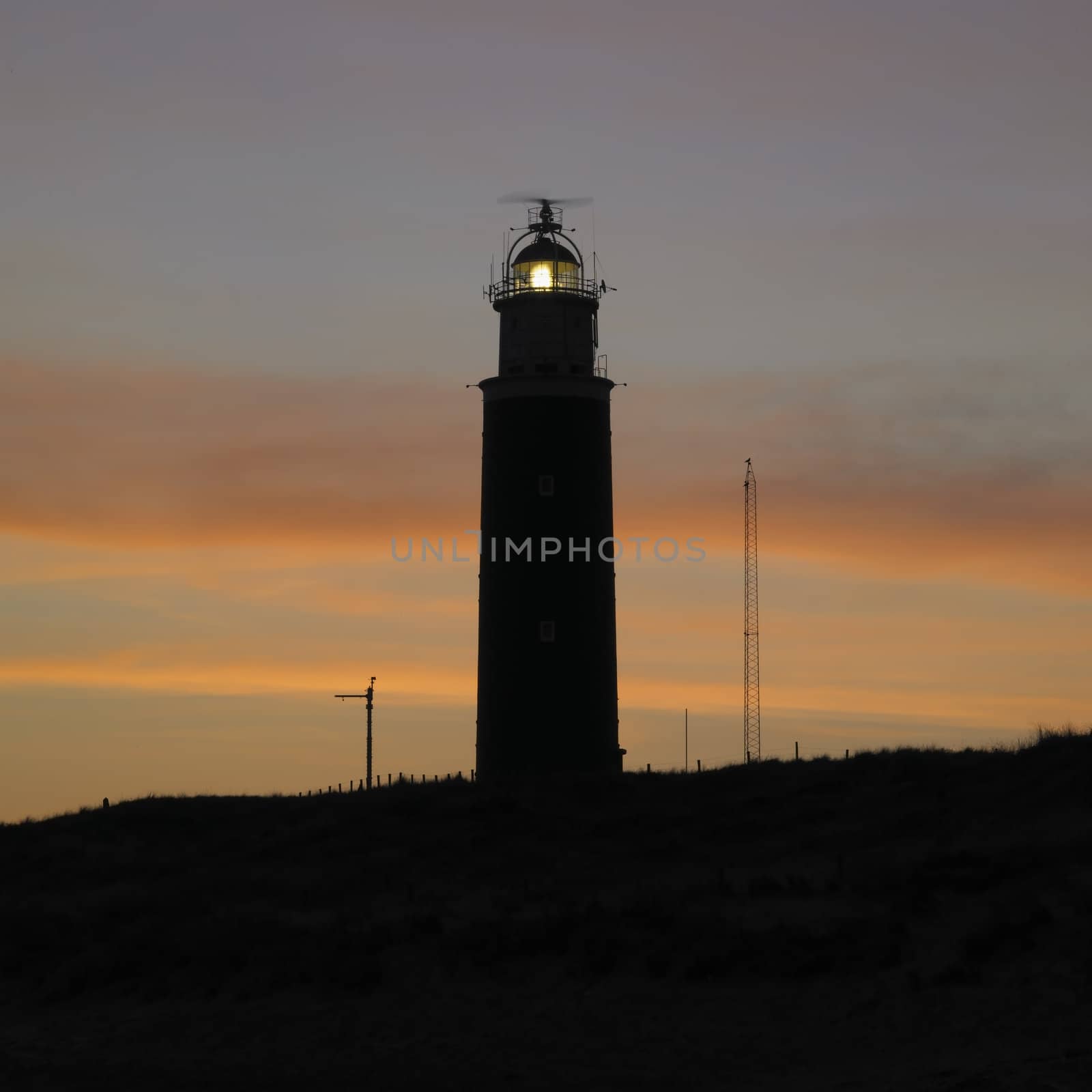 lighthouse at daybreak, De Cocksdorp, Texel Island, Netherlands